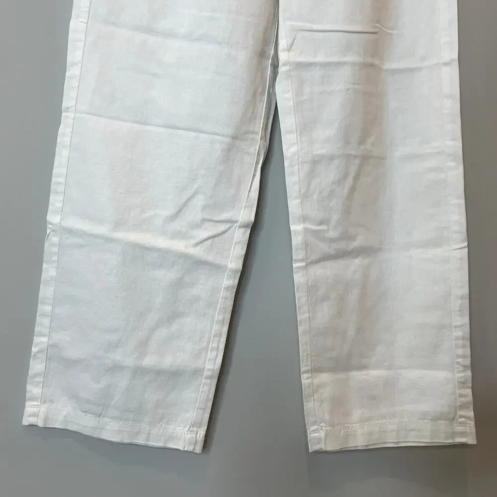 J.Crew Factory Linen Blend Slim Wide Leg Drawstring Pant Holiday CG402 White 2 - Picture 6 of 14